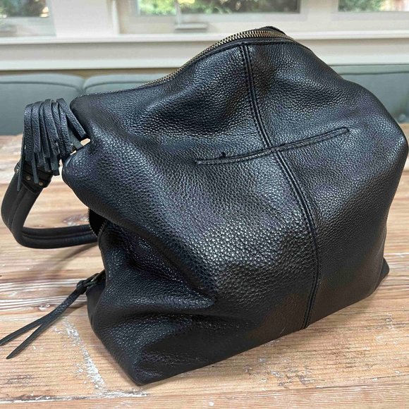 The Sak Black Leather Fringe Hobo Bag - Picture 2 of 3